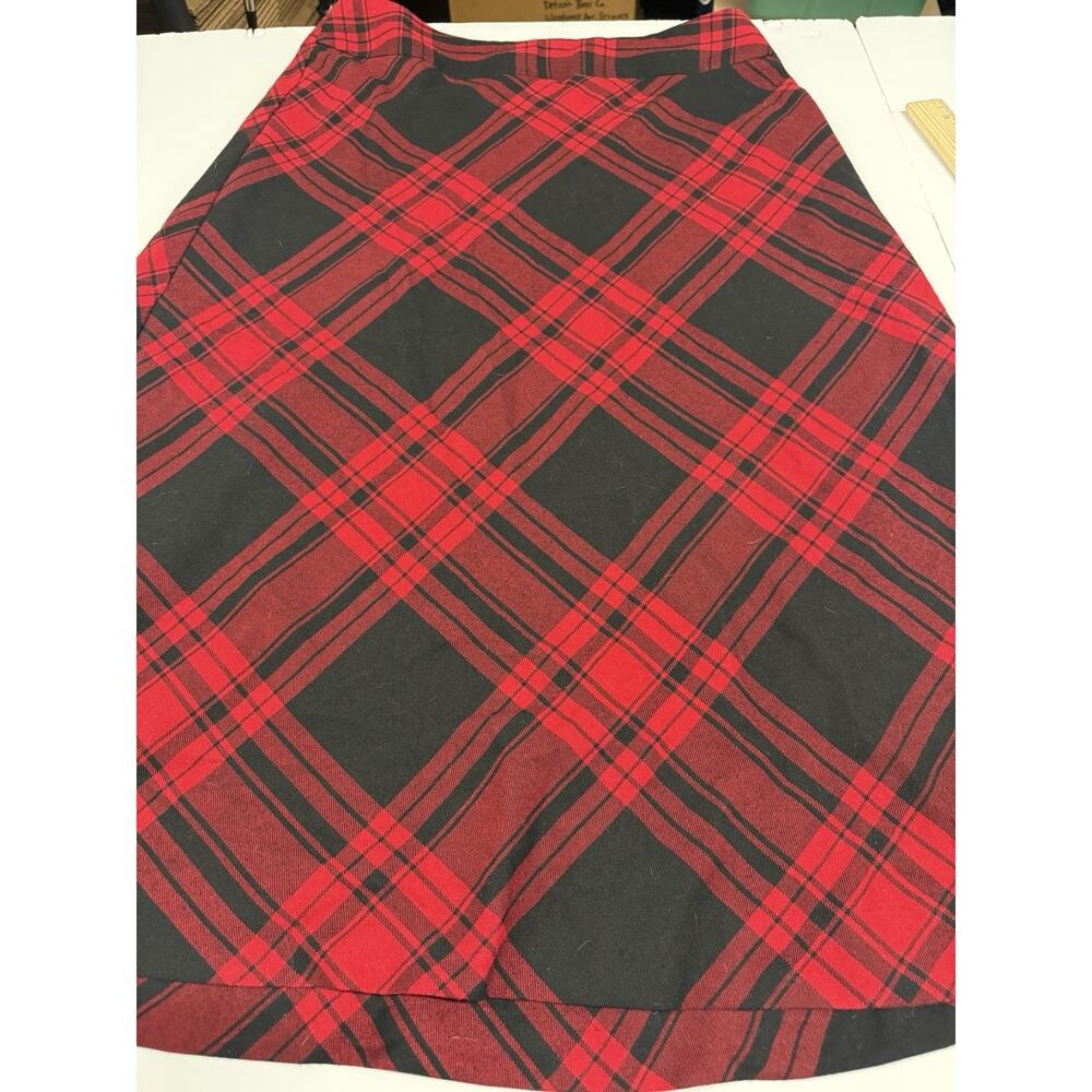 Vintage Karen Scott Skirt Size 10 Red Plaid Holiday Festive Cozy A-line